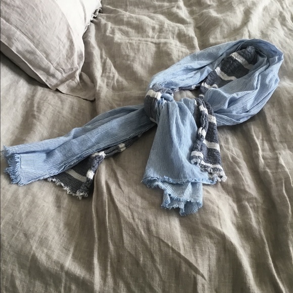 Fresh Stripe J Crew Scarf Denim/Blue/White - Picture 2 of 3